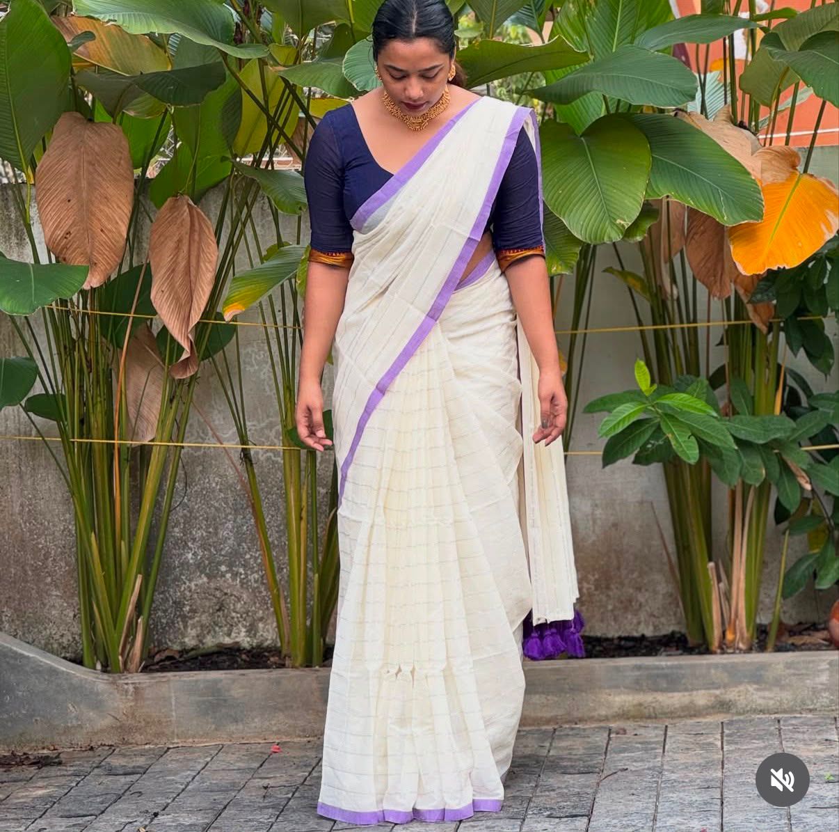 Lekha CF Purple Mal Cotton Kanchi Border Saree