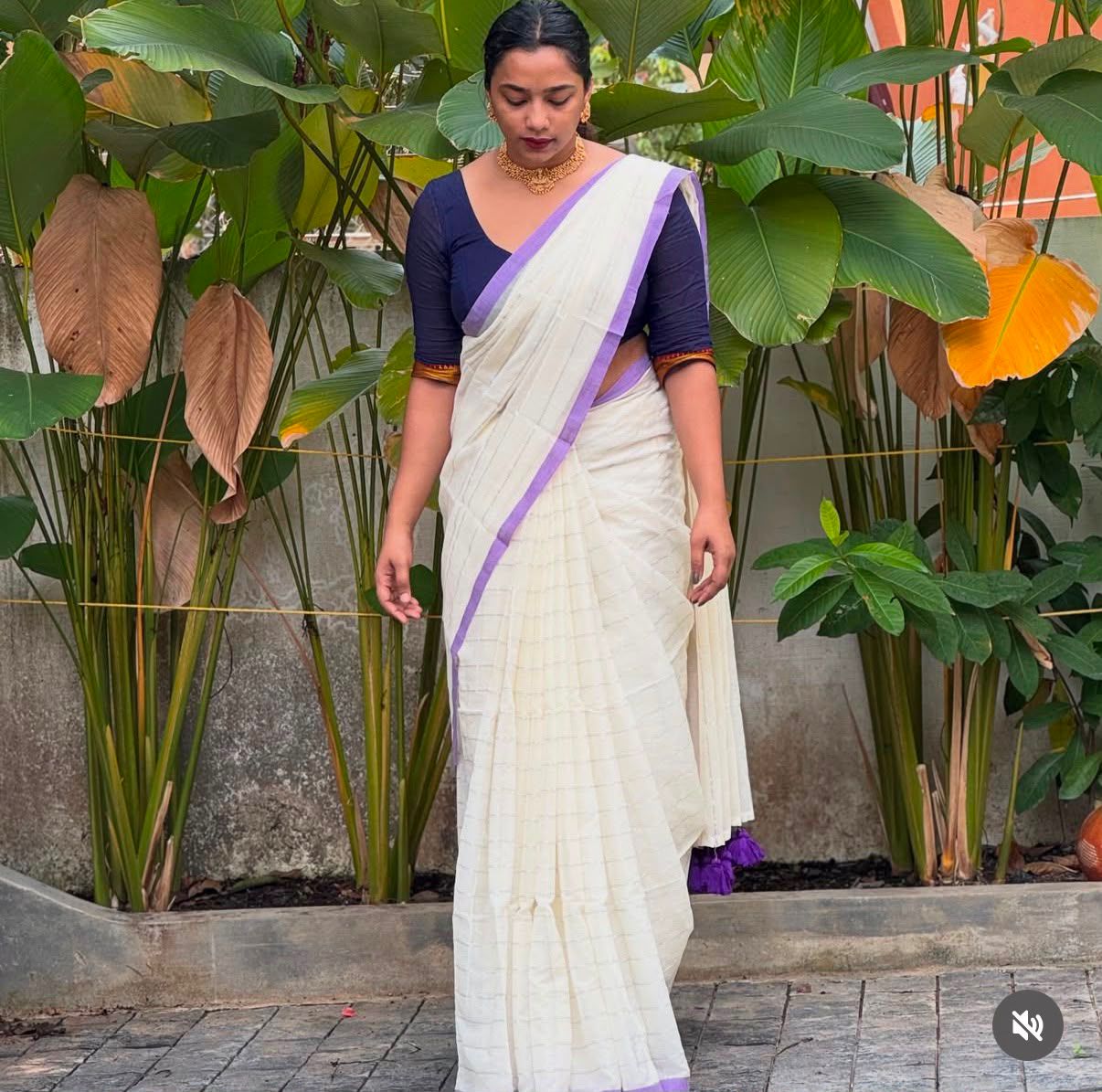 Lekha CF Purple Mal Cotton Kanchi Border Saree