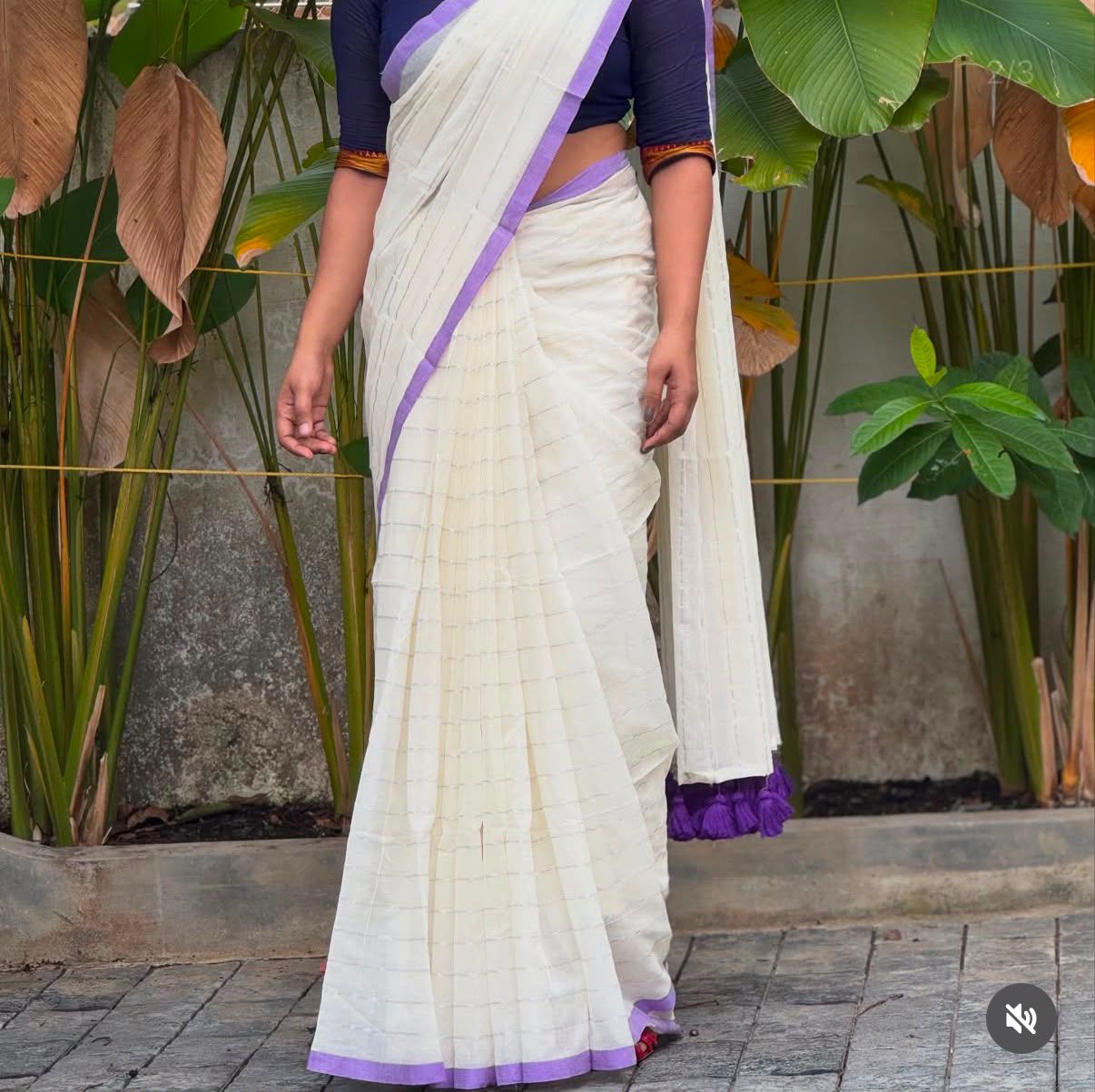 Lekha CF Purple Mal Cotton Kanchi Border Saree