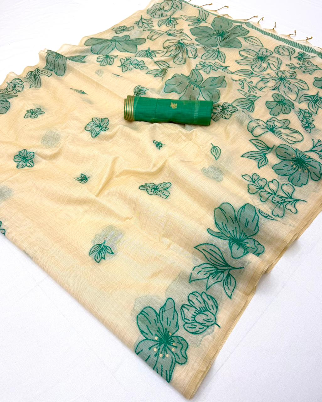 Rajyog Gauri Chanderi Soft Cotton jamdani Weaving Saree