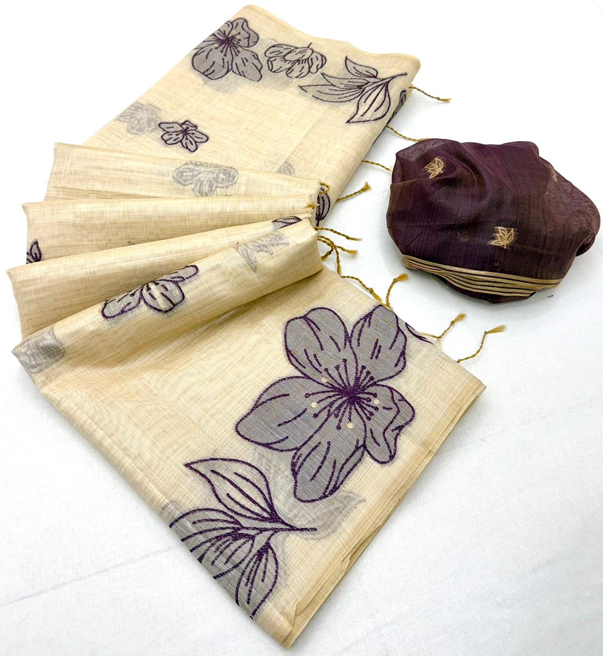 Rajyog Gauri Chanderi Soft Cotton jamdani Weaving Saree