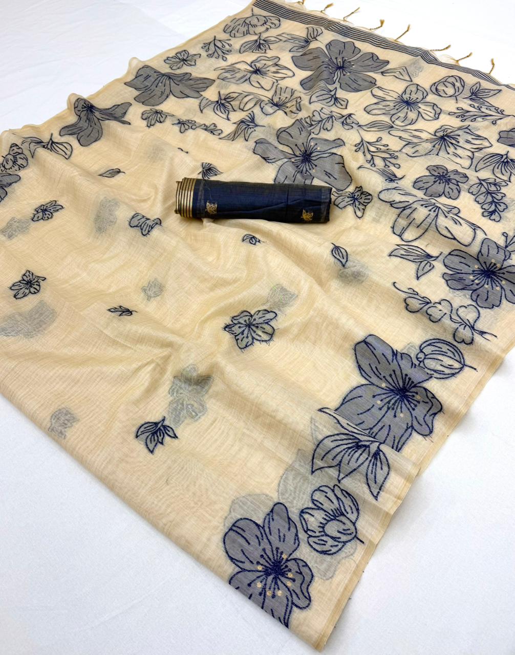 Rajyog Gauri Chanderi Soft Cotton jamdani Weaving Saree