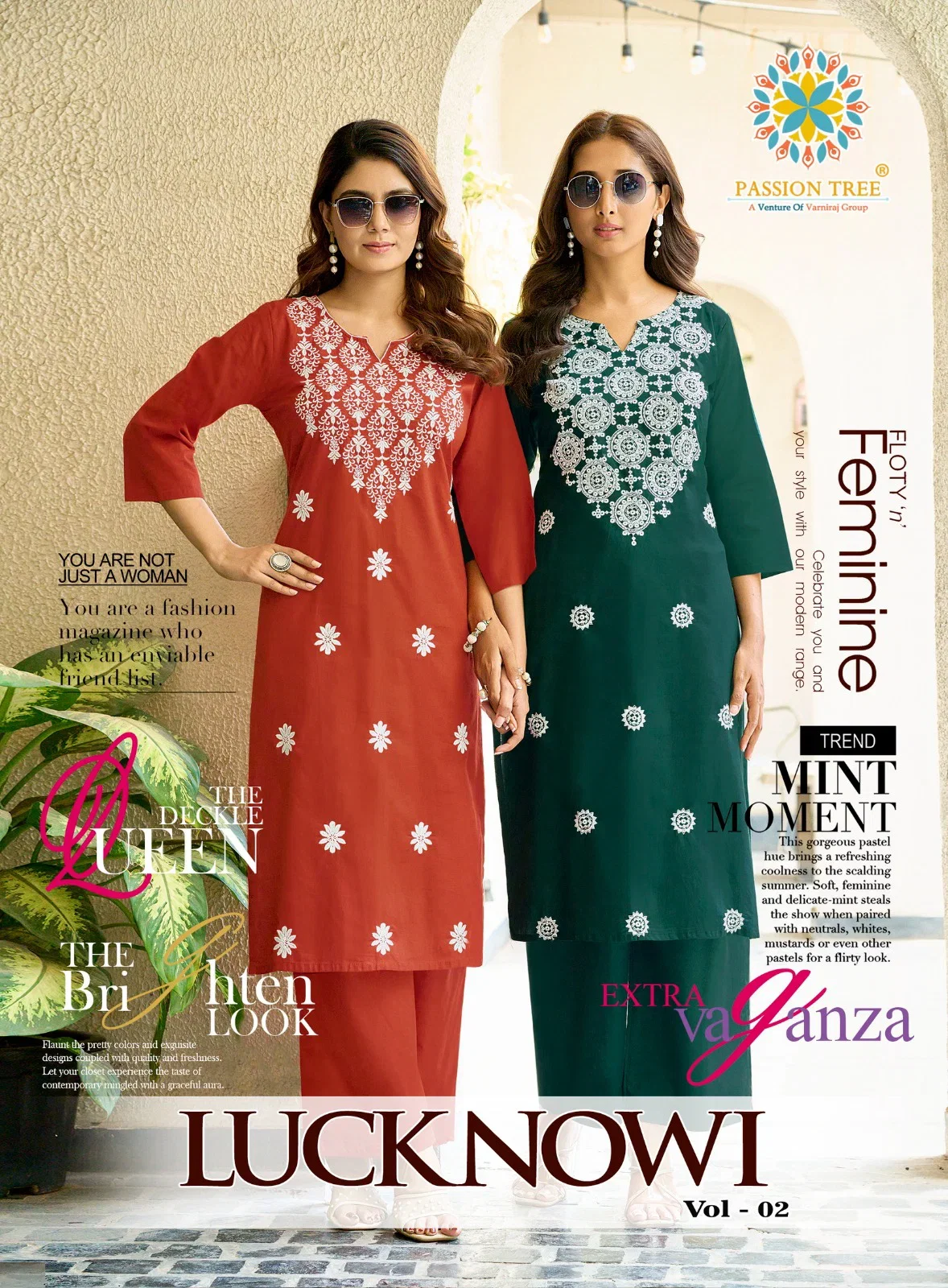 Lucknowi Vol 2 By Passion Tree Cotton Dhabu Embroidery Work Kurti And Plazzo Collection