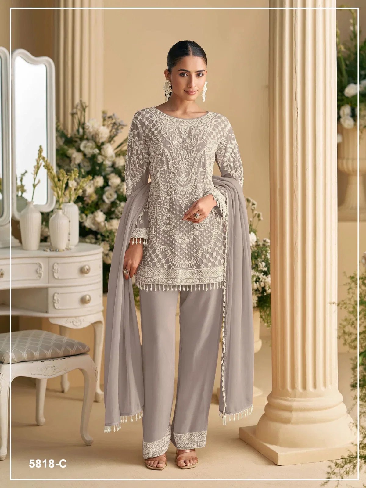 5818 A to E Master Colors Faux Georgette with Heavy Embroidered Beads Suits Collection
