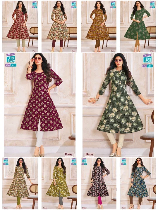 Mcm Daisy Vol 4 Cotton Printed A Line Kurti Collection