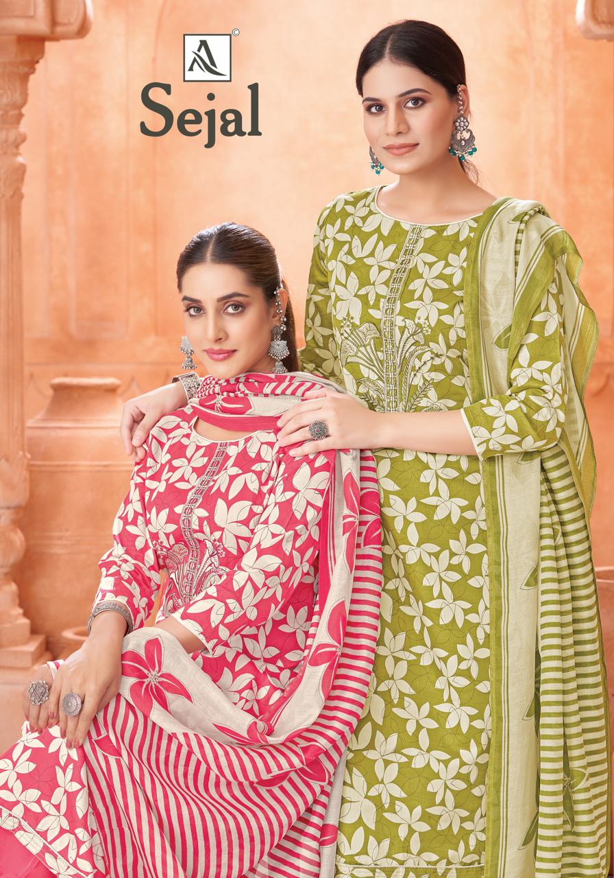 Alok Sejal Jam Printed Embroidered Dress Material