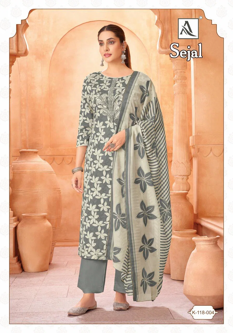 Alok Sejal Jam Printed Embroidered Dress Material