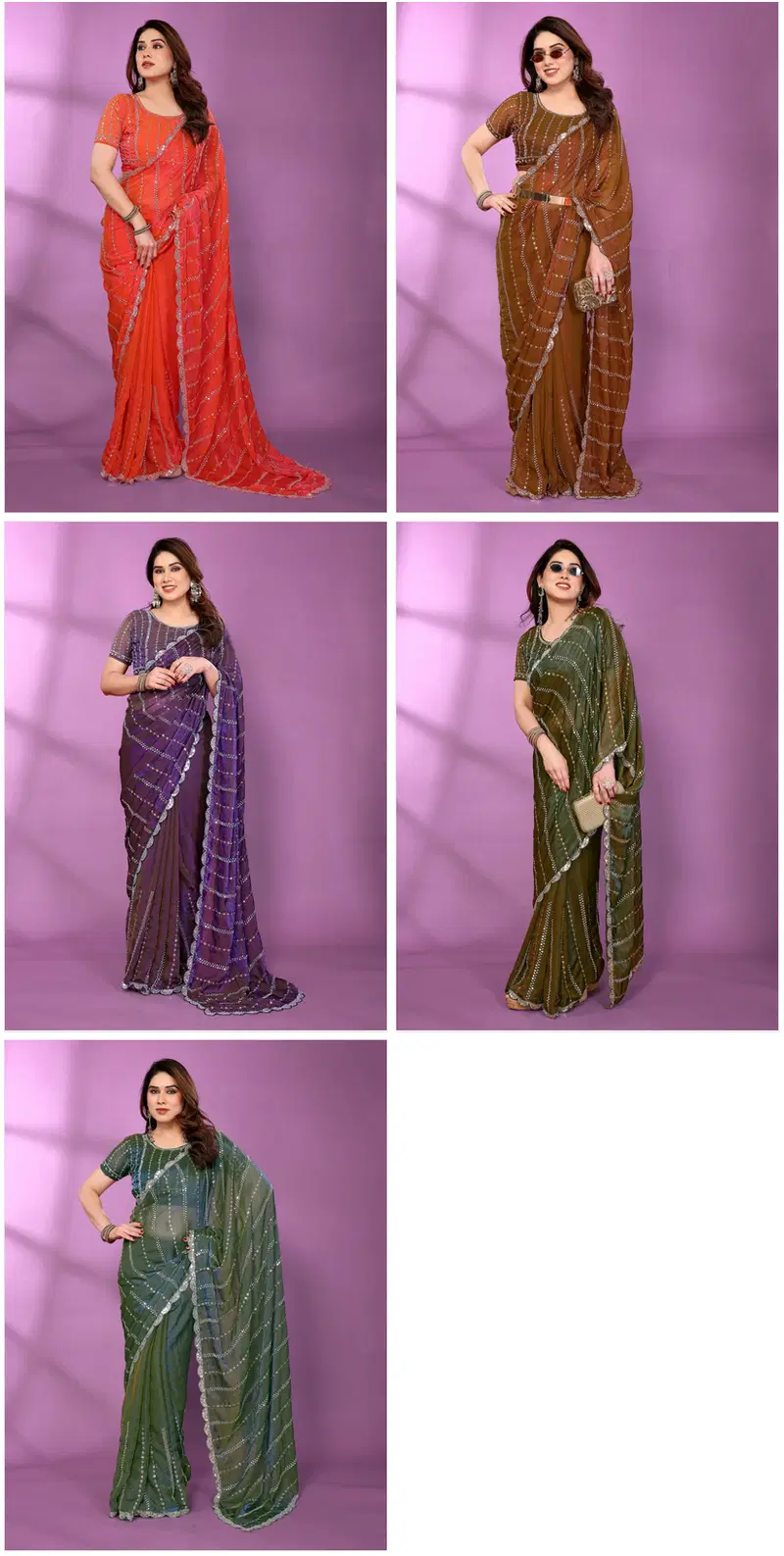 Csn Isha Satin Silk Beeds Worked Fancy Saree Collection