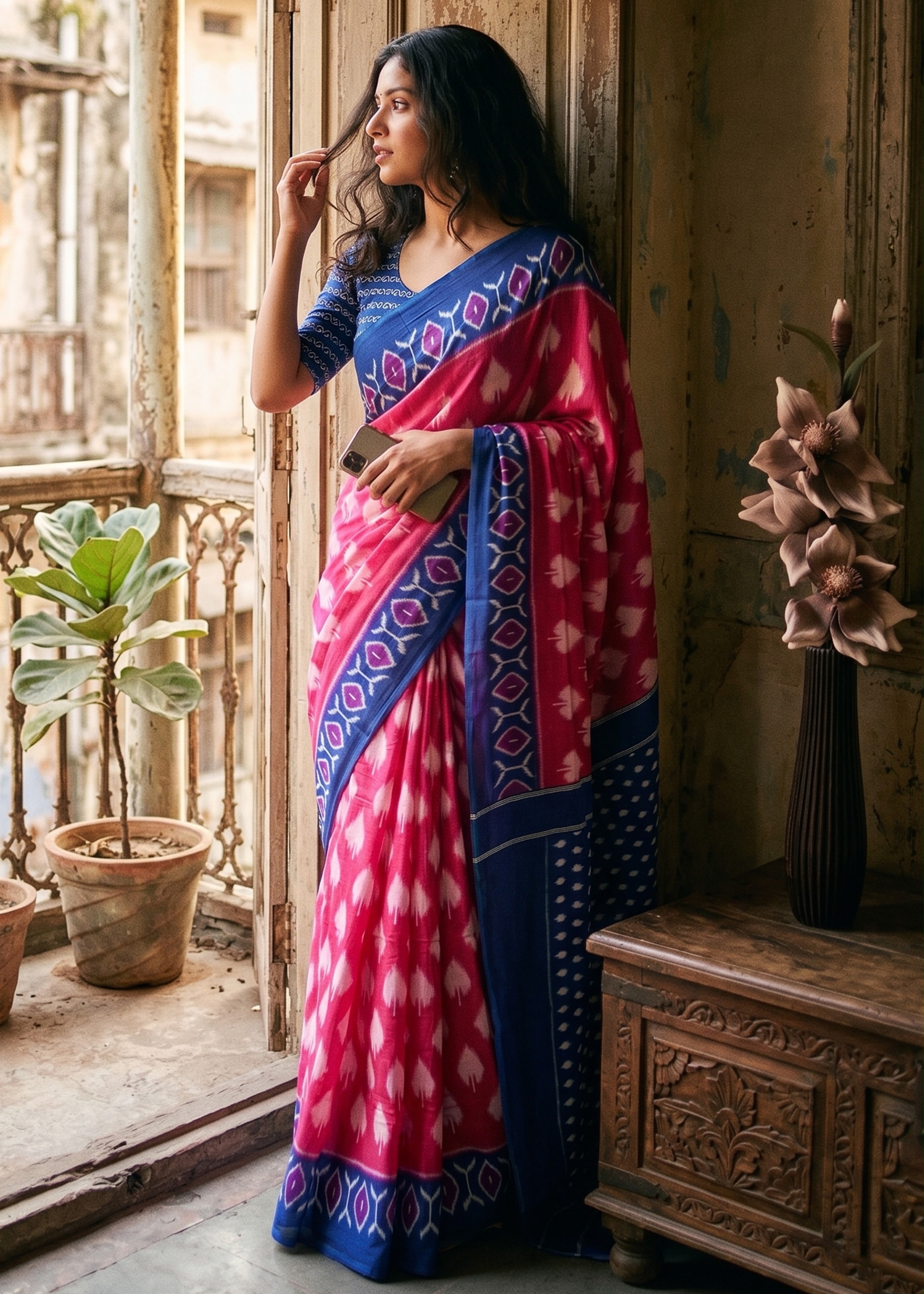 Sm Yami 124 Soft Cotton Hand Bagru Print Saree