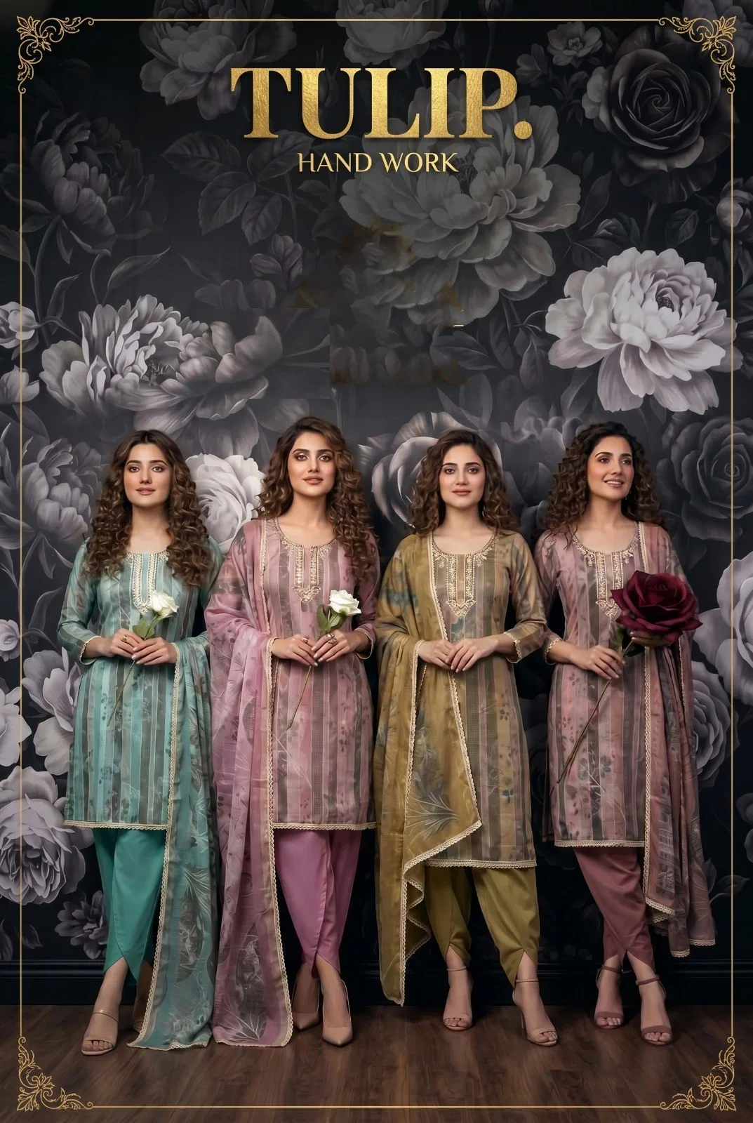 Tulip 14 A To D Cotton Lilan Simmar Printed Kurti With Bottom Dupatta