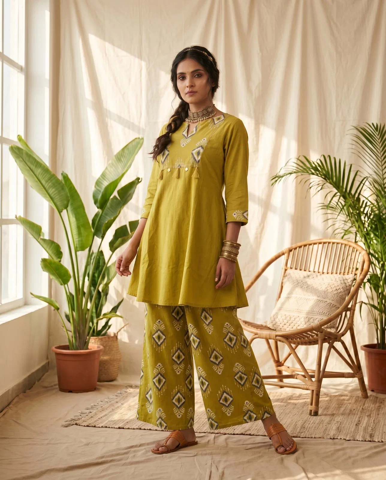 Naisha K 1028 Cotton Manual Work Kurti With Bottom