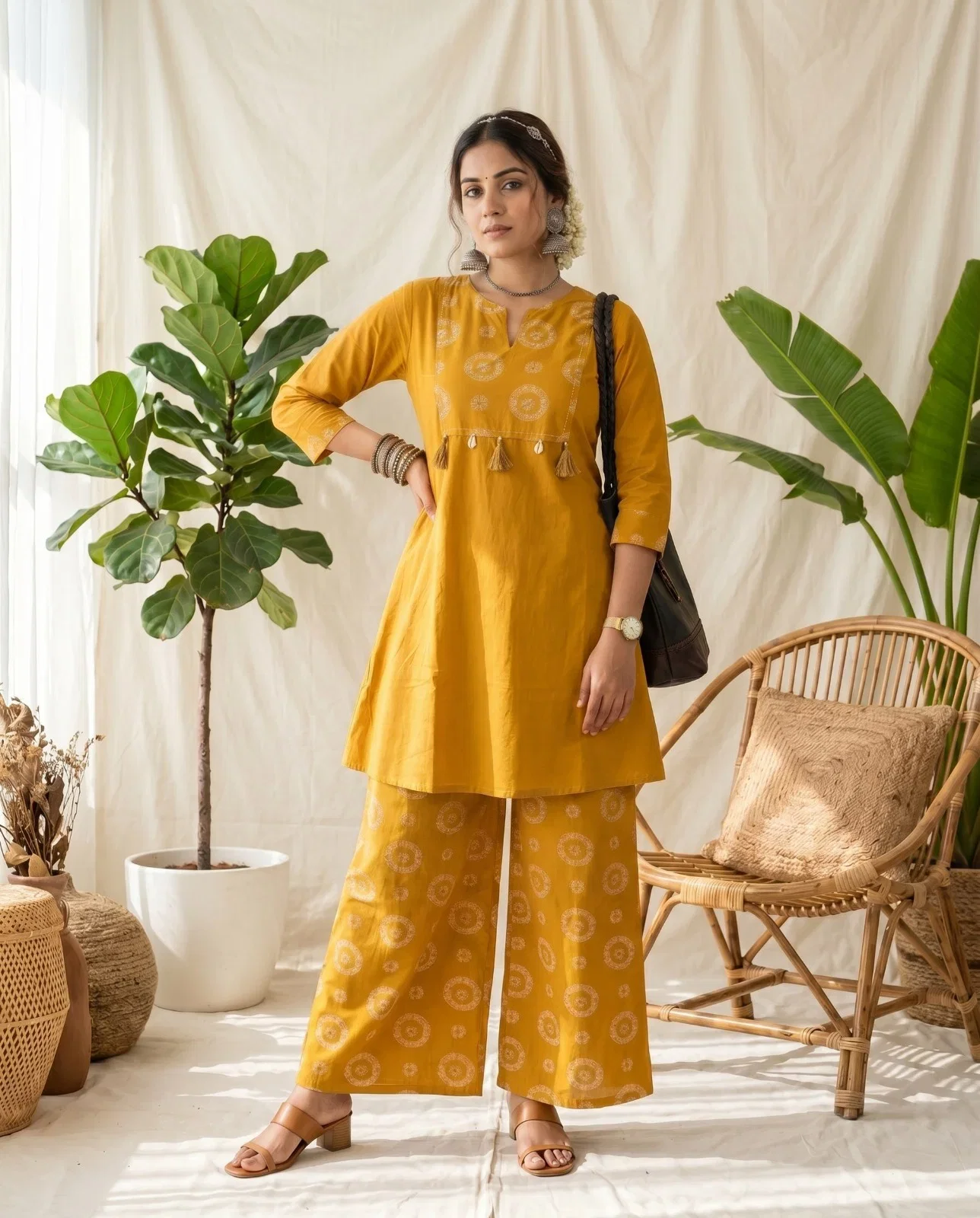 Naisha K 1028 Cotton Manual Work Kurti With Bottom