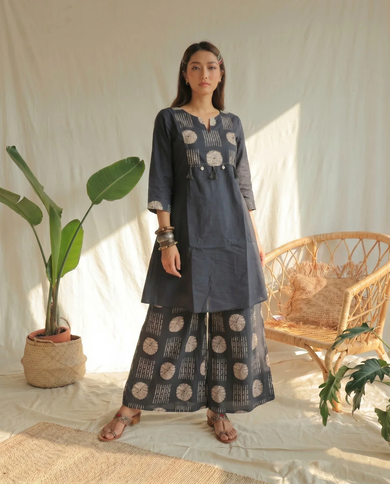 Naisha K 1028 Cotton Manual Work Kurti With Bottom