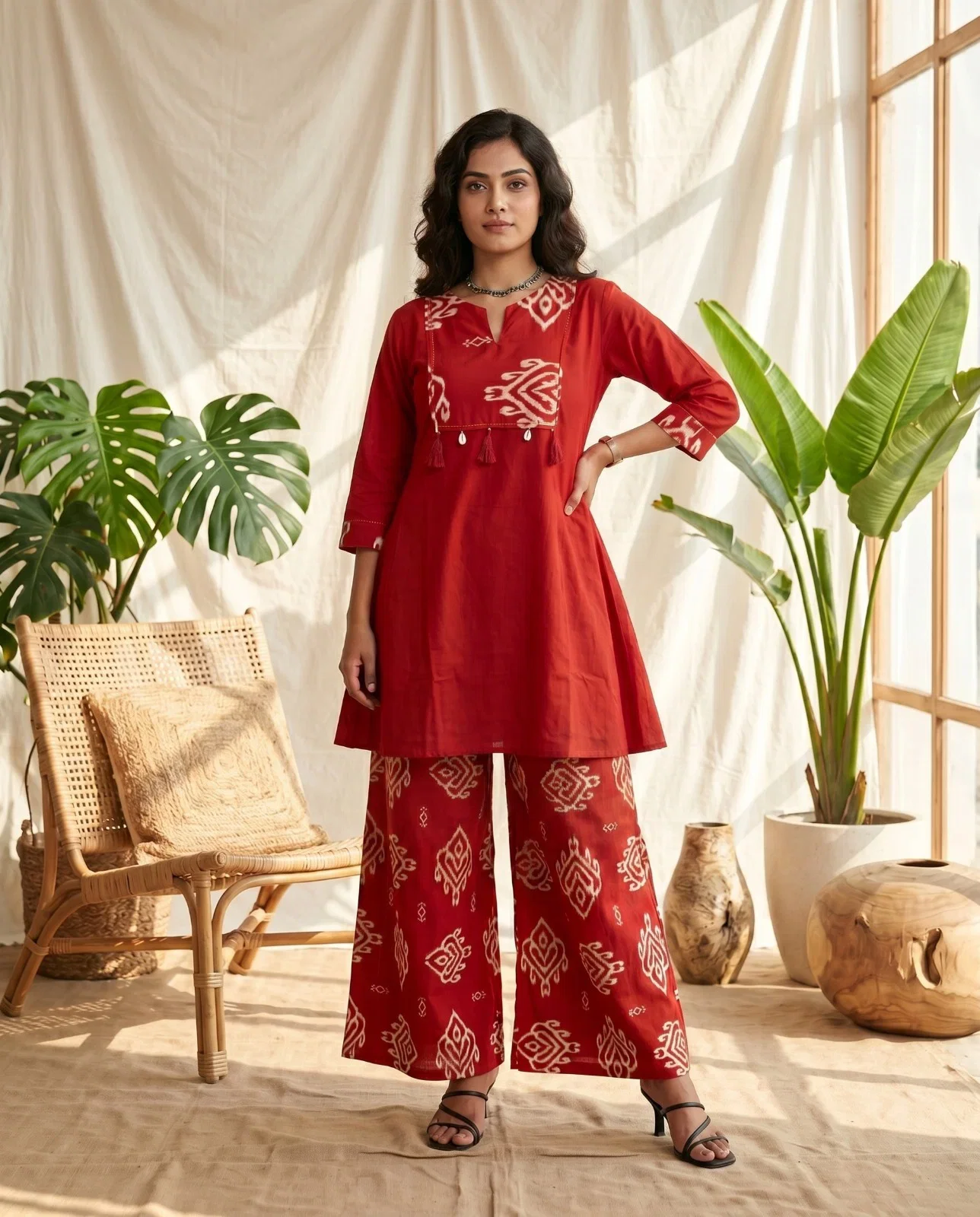 Naisha K 1028 Cotton Manual Work Kurti With Bottom