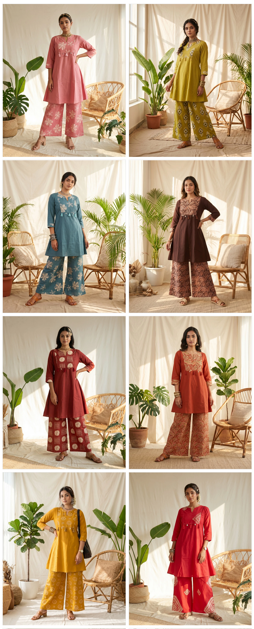 Naisha K 1028 Cotton Manual Work Kurti With Bottom