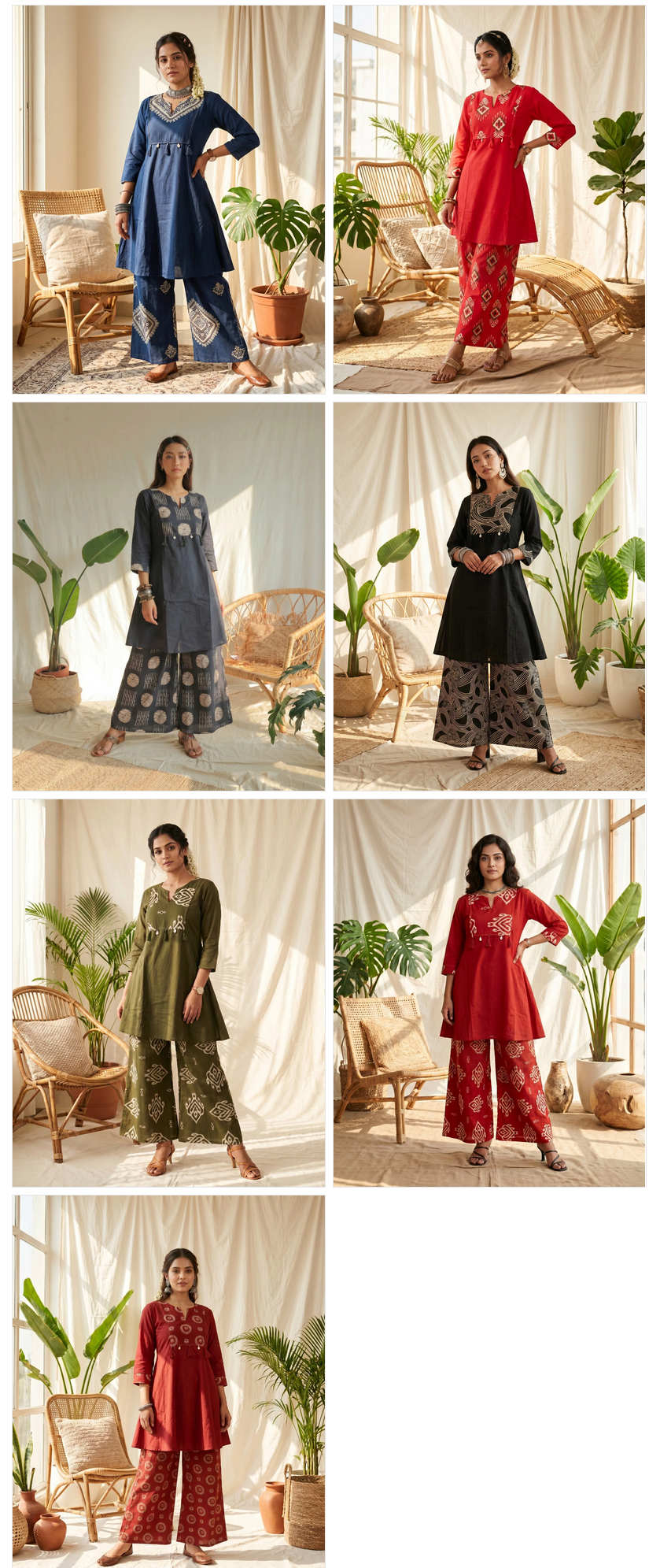 Naisha K 1028 Cotton Manual Work Kurti With Bottom