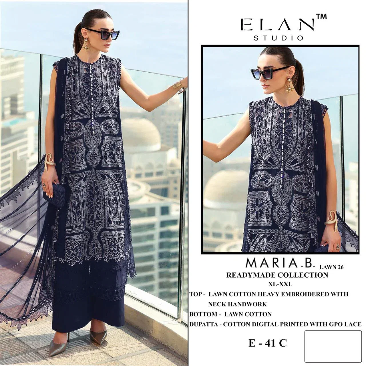 Elan E 41 A To D Cotton Embroidered Salwar Kameez