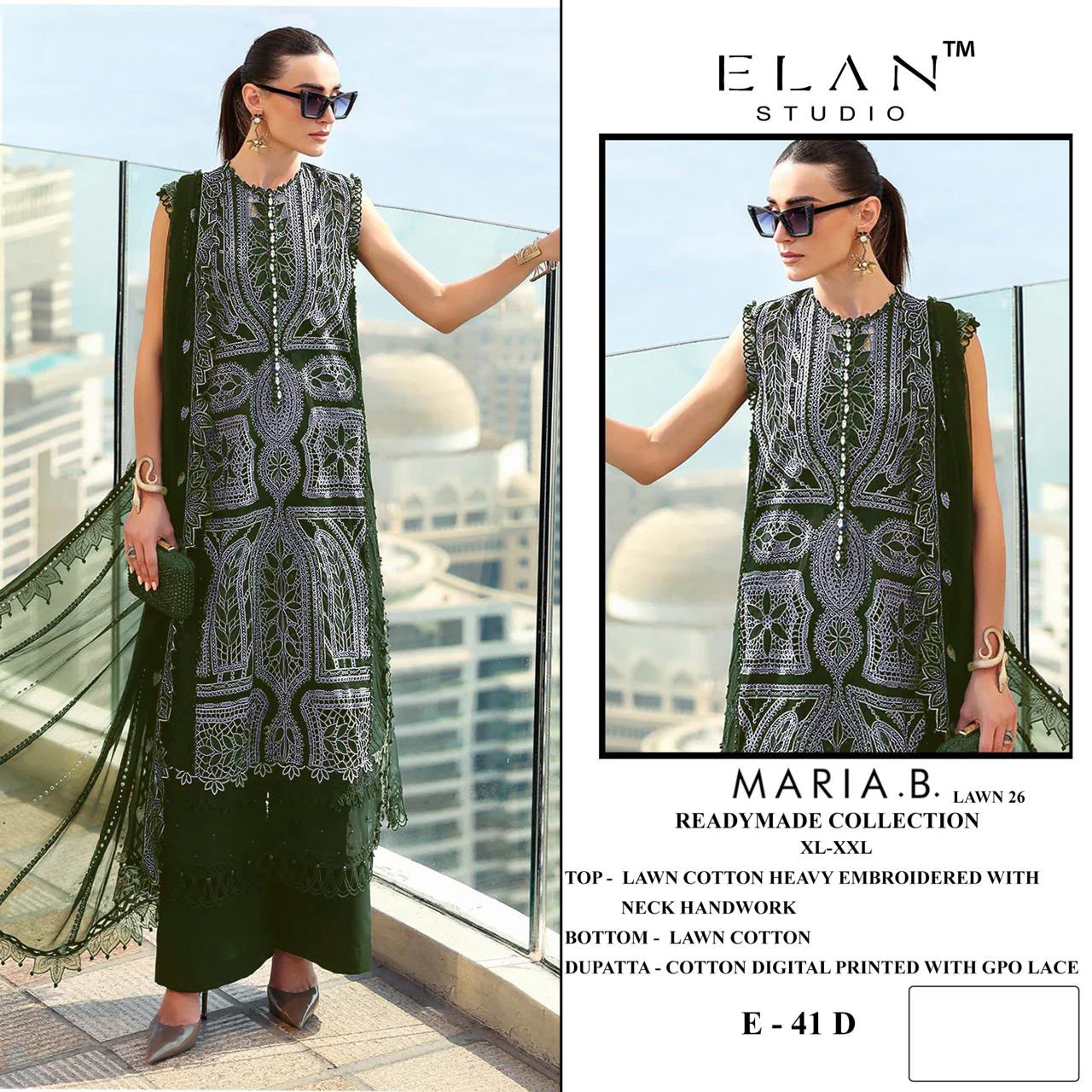 Elan E 41 A To D Cotton Embroidered Salwar Kameez