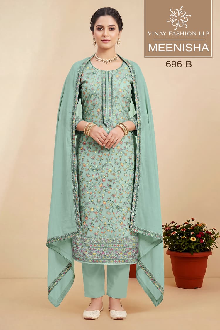 Vinay Kuleesh Meenisha Viscose Muslin Meenakari Worked Salwar Kameez