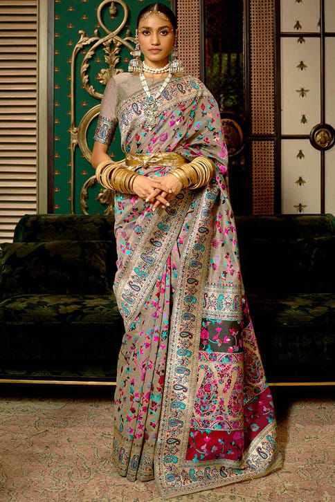 Soft Silk 008 Pashmina Kashmiri Weaving Saree Collection