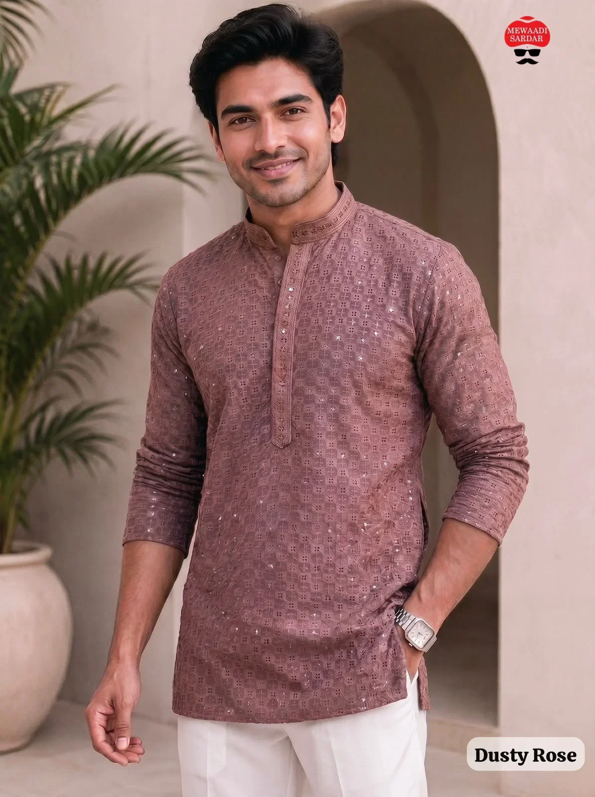 Chikankari Vol 2 Rayon Chikan Worked Mens Short Kurta