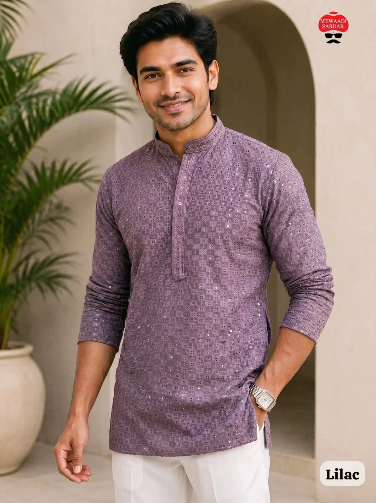 Chikankari Vol 2 Rayon Chikan Worked Mens Short Kurta