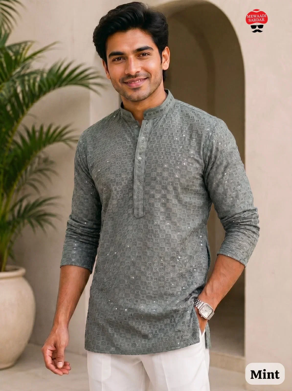 Chikankari Vol 2 Rayon Chikan Worked Mens Short Kurta
