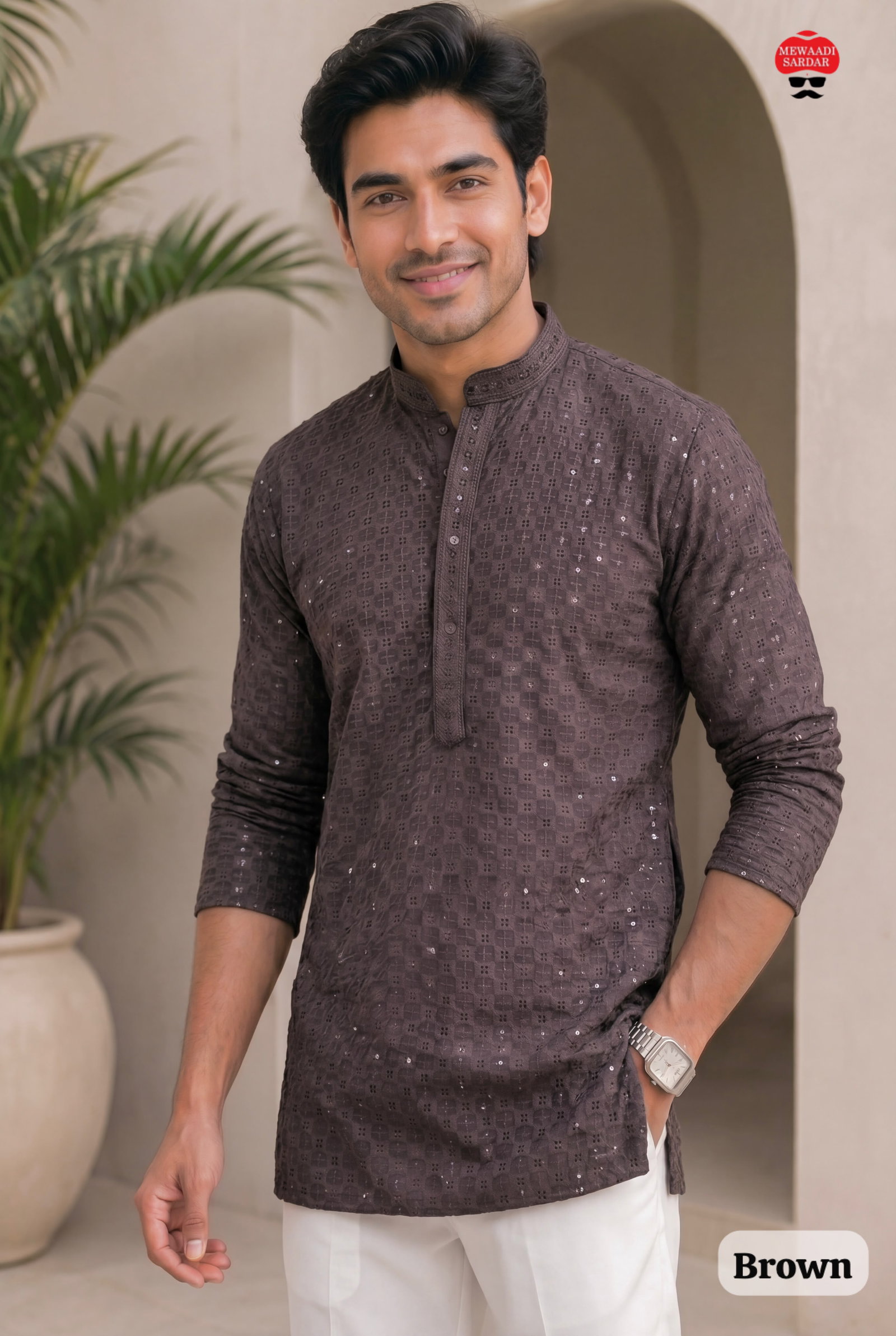 Chikankari Vol 2 Rayon Chikan Worked Mens Short Kurta