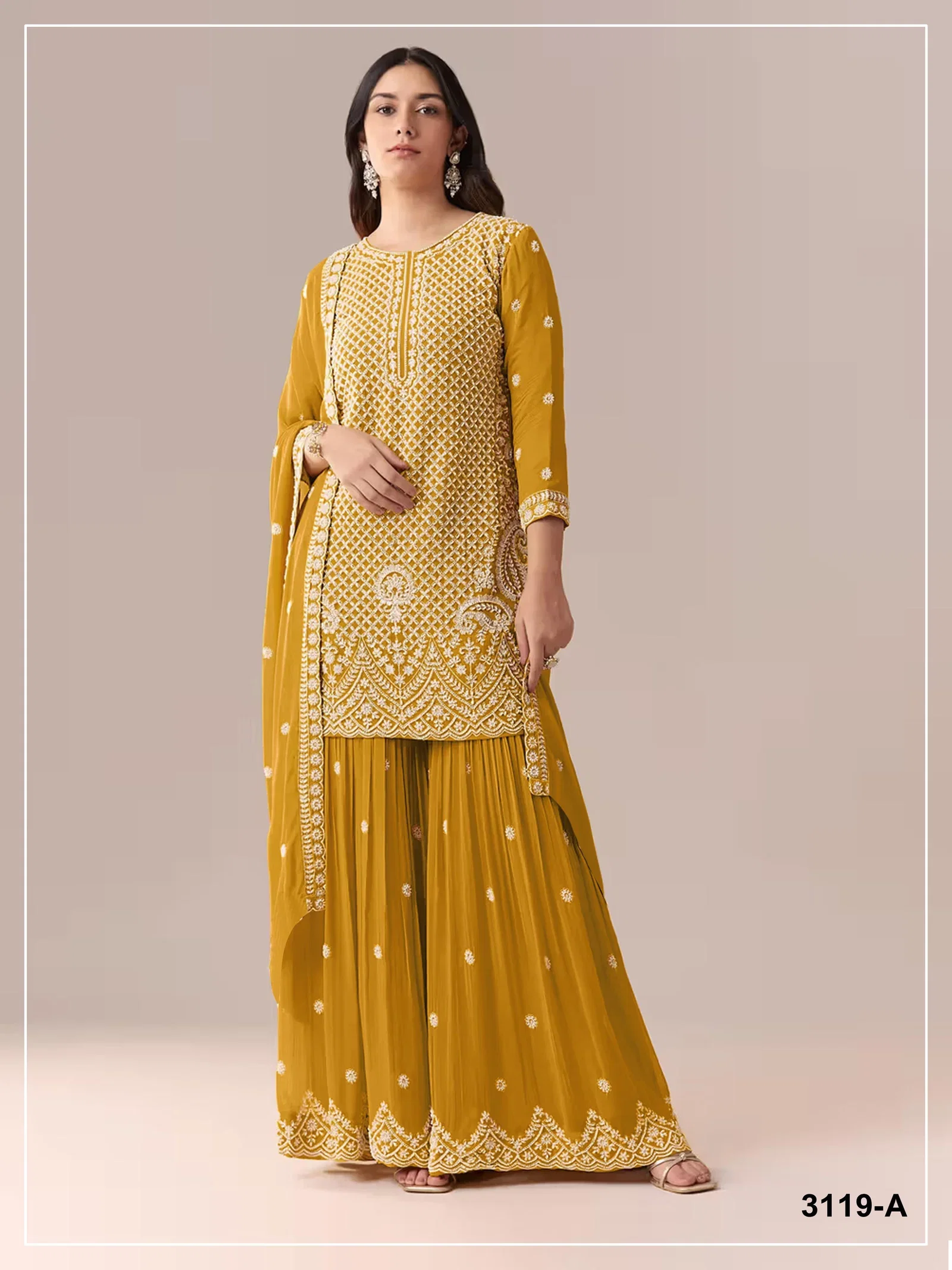 3119 Master Colors A To D Faux Georgette Embroidered Salwar Kameez