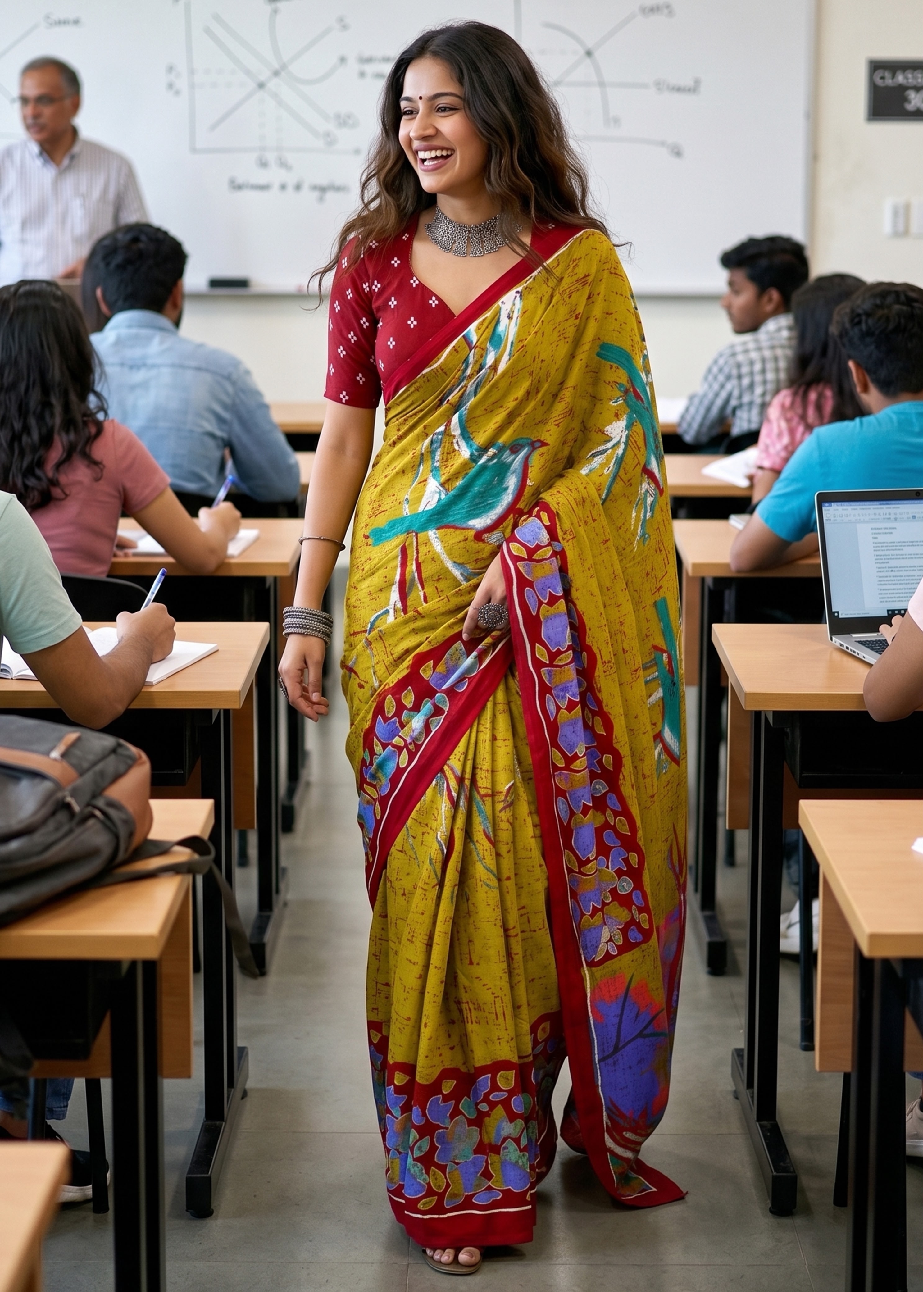 SM Yami 126 Soft Pure Cotton Hand Print Saree