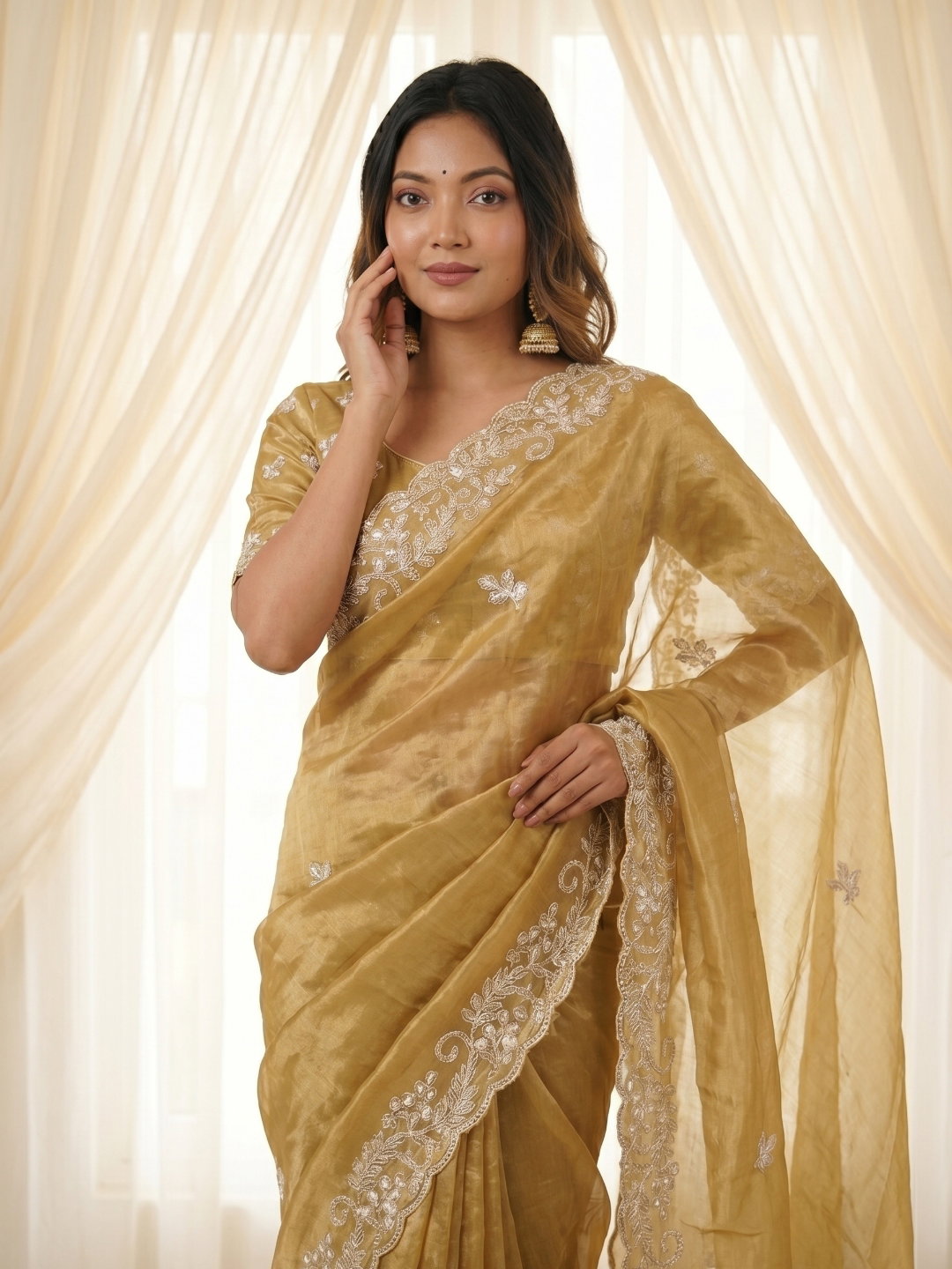 Lekha Shiv VT 844 Tiger 2 Fancy Satin C Pallu Spring Dori Embroidery Work Party Wear Saree