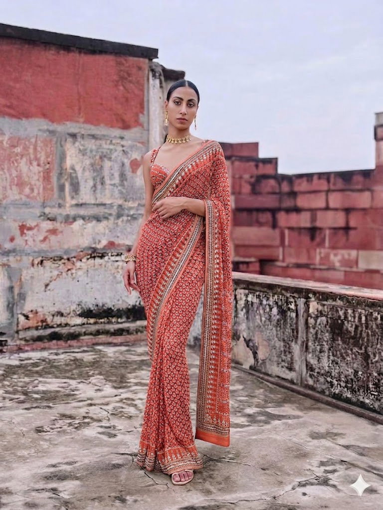 St D No 115 Soft Faux Georgette Handworked Saree Collection
