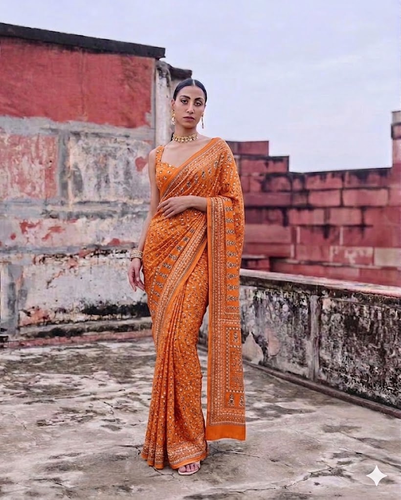 St D No 115 Soft Faux Georgette Handworked Saree Collection