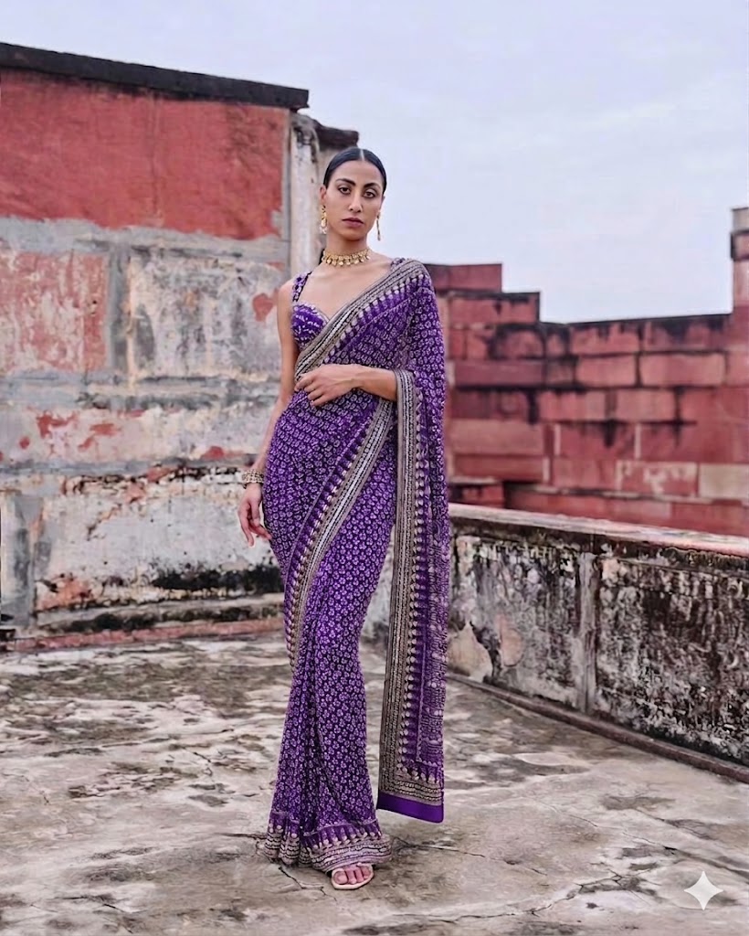 St D No 115 Soft Faux Georgette Handworked Saree Collection