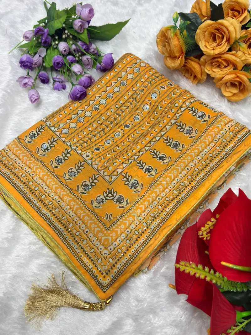 St D No 115 Soft Faux Georgette Handworked Saree Collection