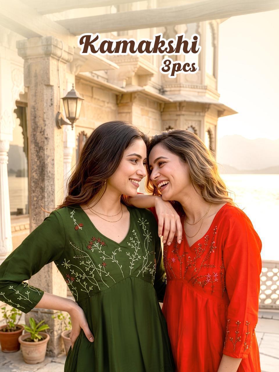 Dnp Kamakshi Mal Chanderi Top Bottom Dupatta Set