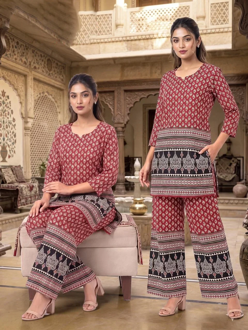 Lrc 07 Cotton Ajrakh Printed Co Ord Set