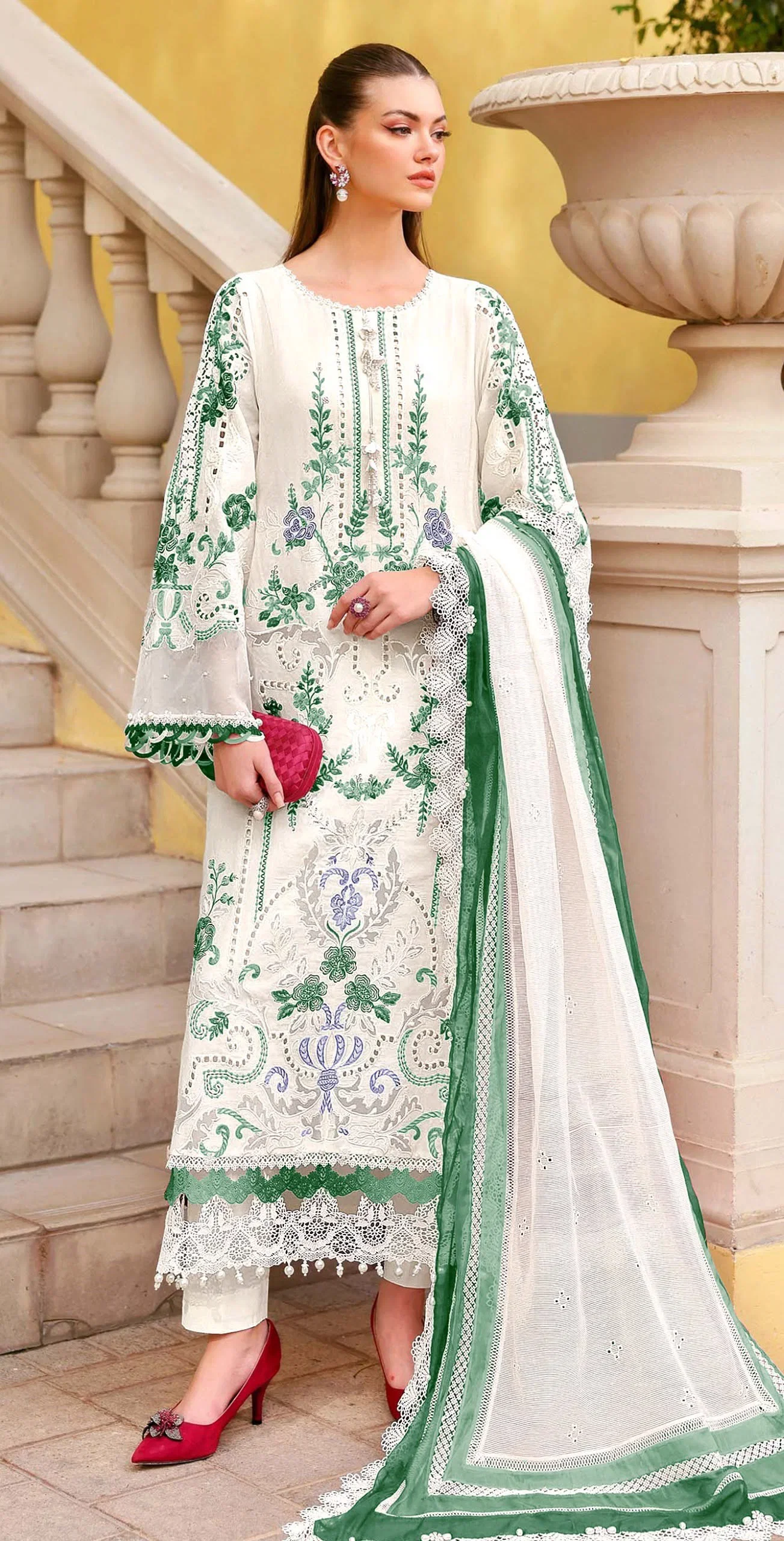Elan E 42 Cambric Cotton Embroidered Salwar Kameez
