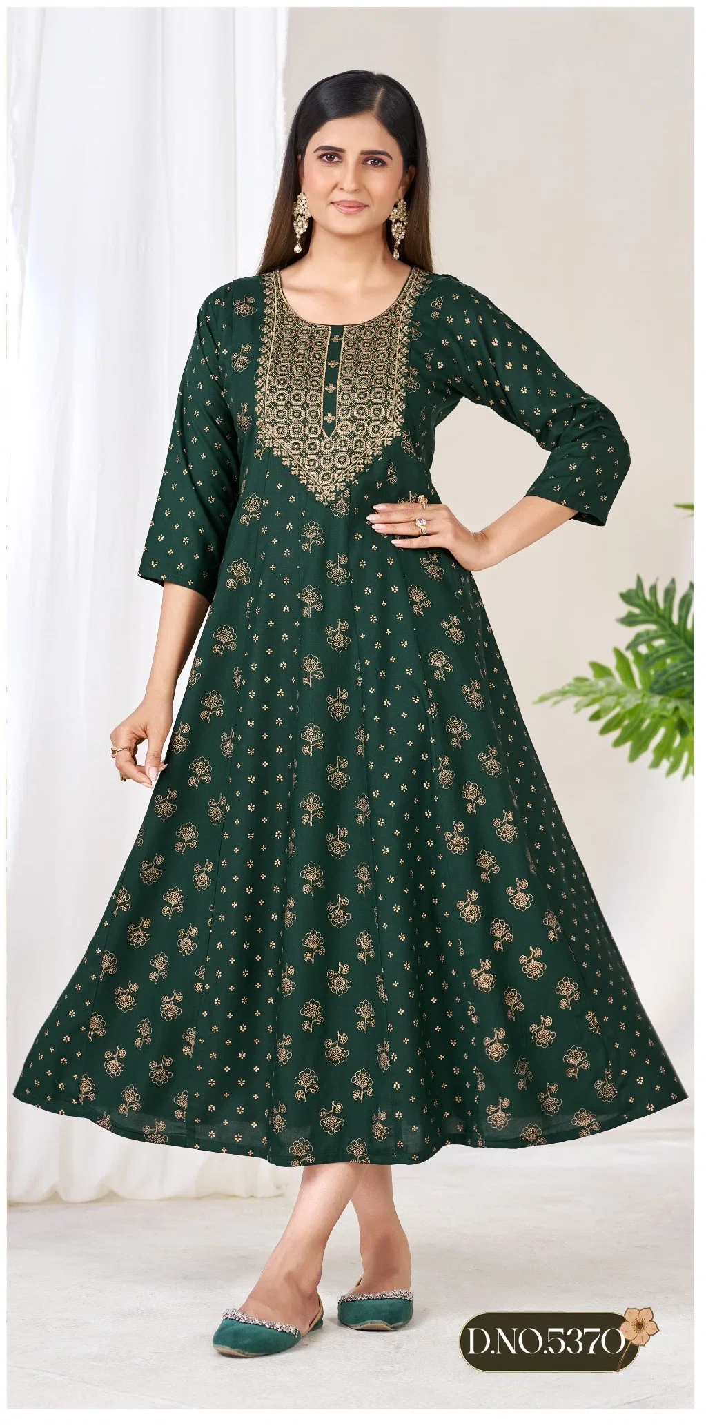 Blue Hills Meloni Rayon Foil Preinted Long Anarakli Kurti