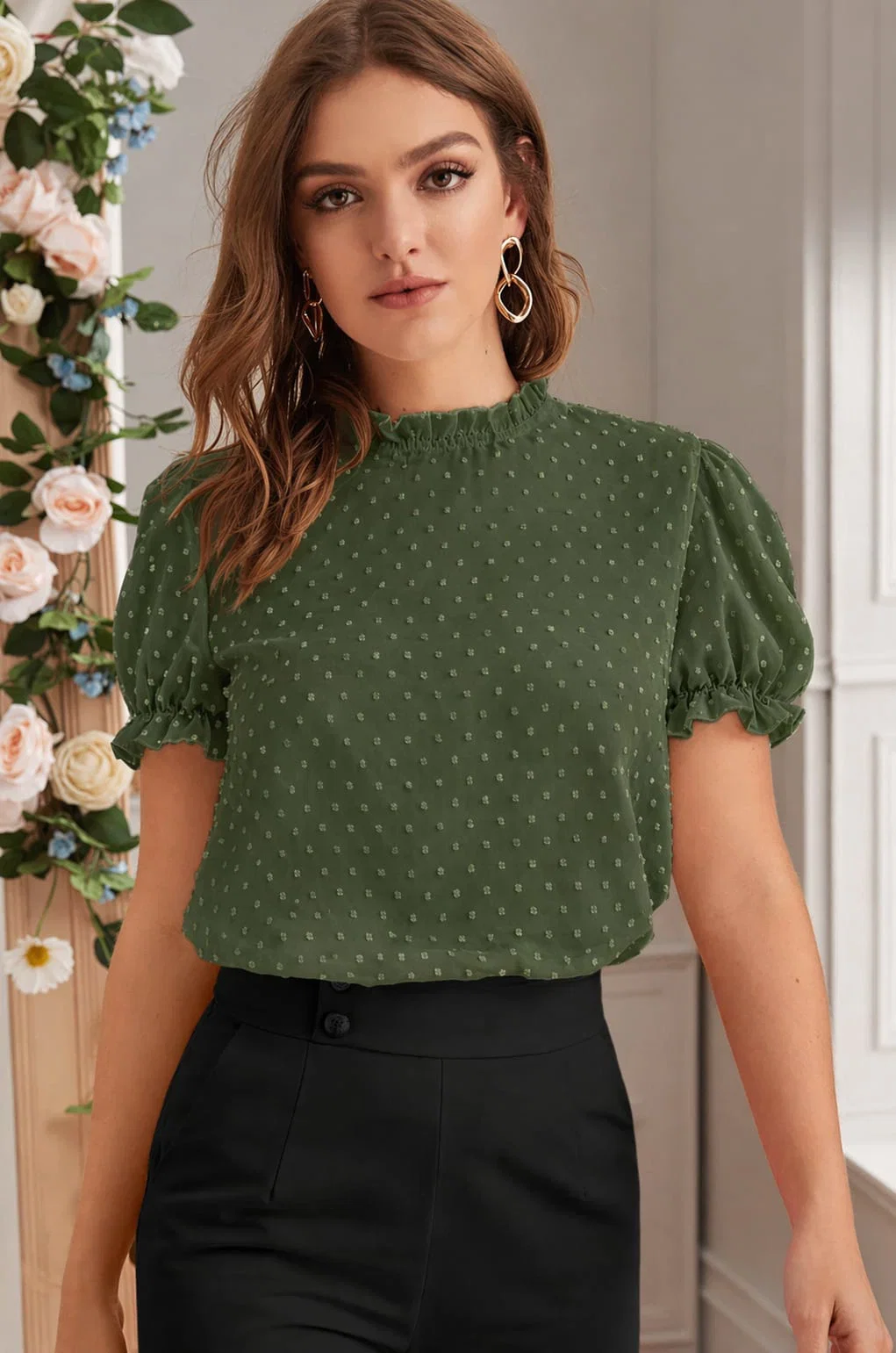 Emily 9401 Georgette Dot Pattern Tops Collection