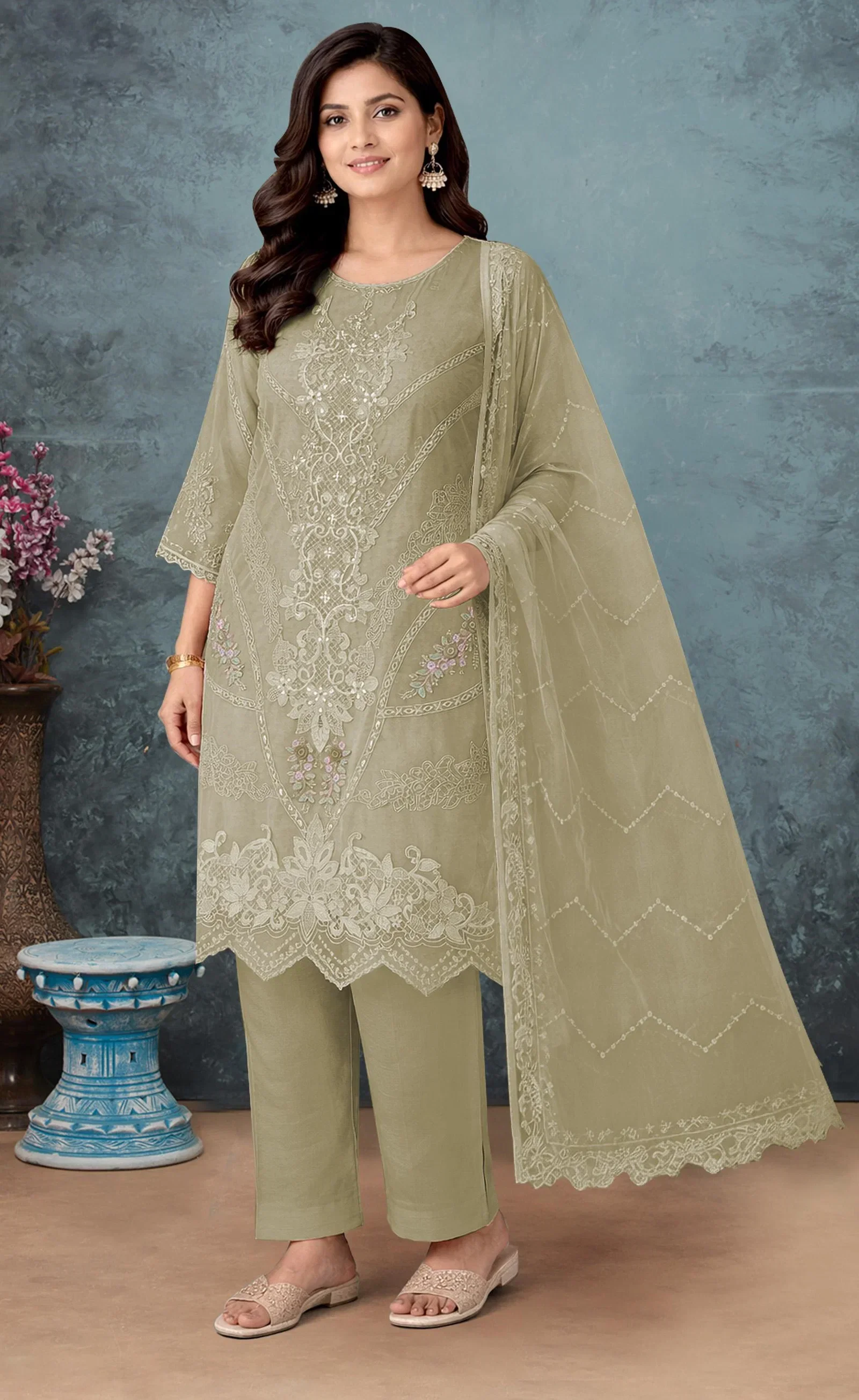 Mah E Rooh 4256 A To D Organza Chiffon Embroidered Salwar Kameez