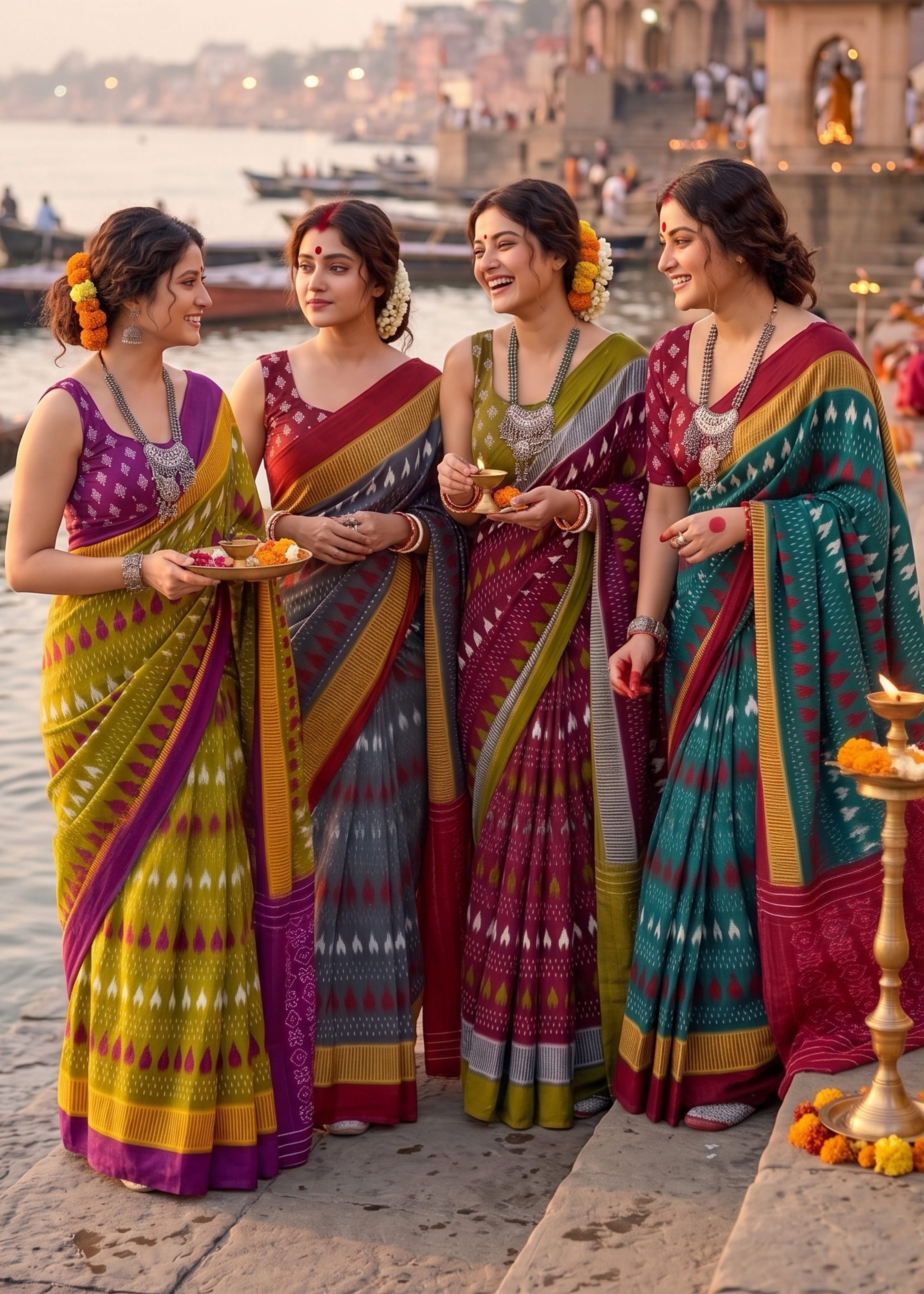 Sm Yami 131 Mal Cotton Ikkat Hand Printed Saree