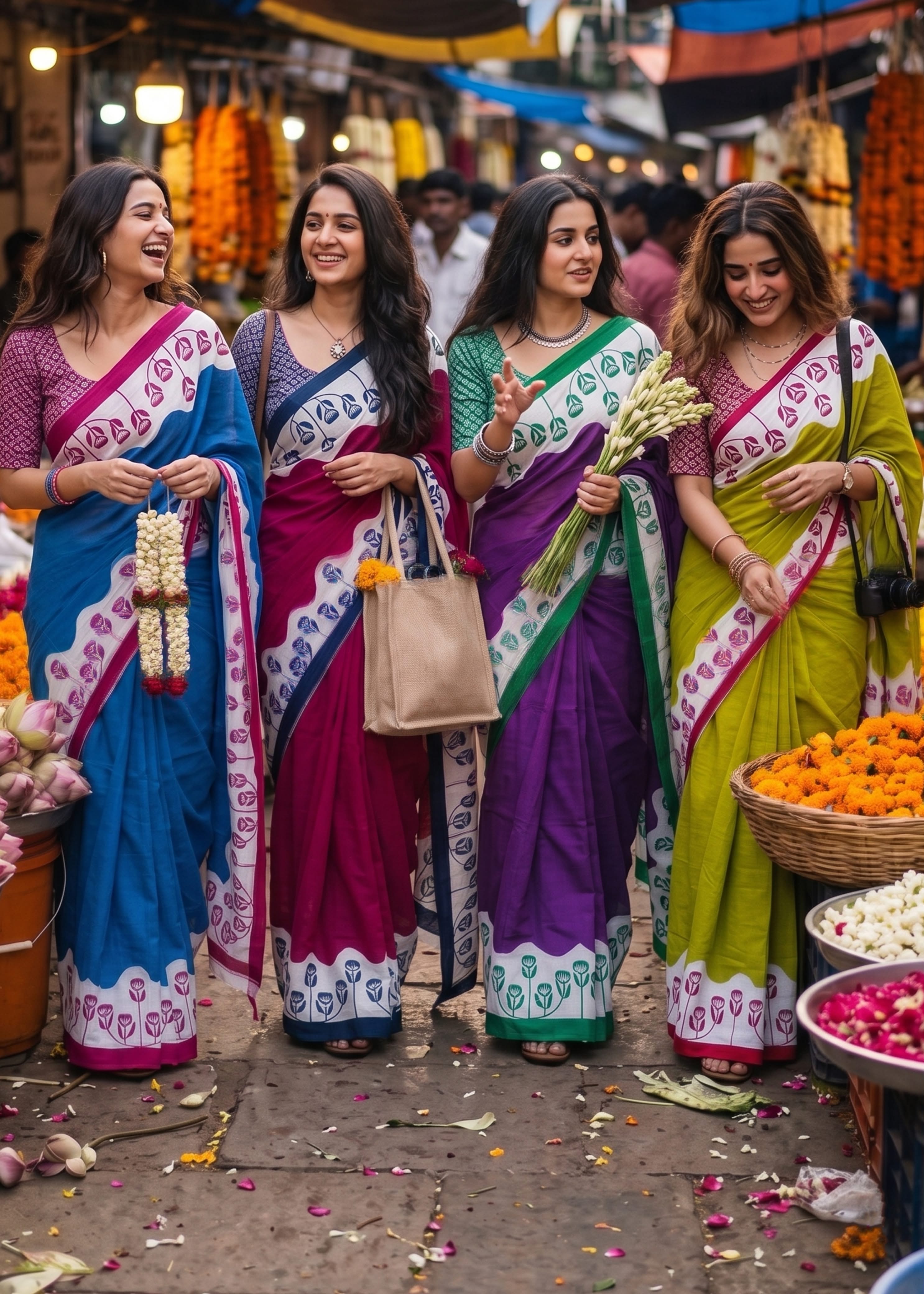 Sm Yami 132 Pure Cotton Hand Block Printed Saree
