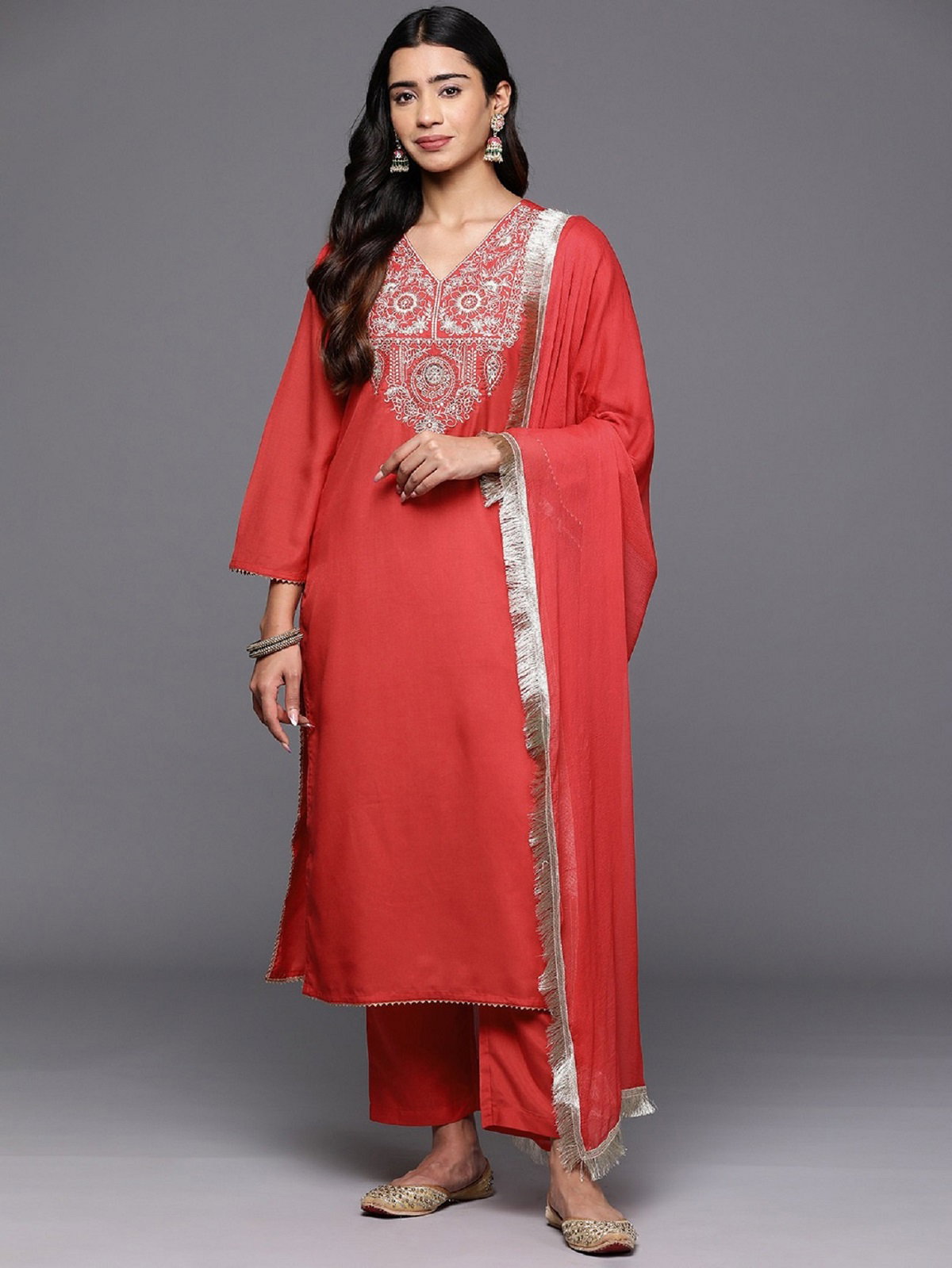 Navya Kurti 263 Party Wear Embroidery Worked Silk Blend Kurti with Bottom and Dupatta