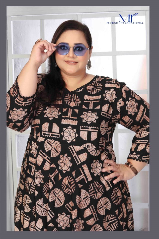 Moksh Plus Size Color D No 8657 Premium Riyon Export Quality Long  Kurti