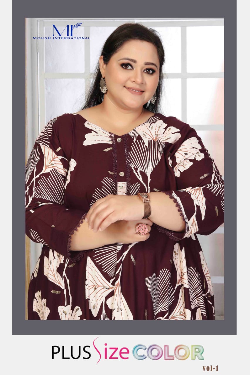 Moksh Plus Size Color D No 8658 Premium Riyon Export Quality Long  Kurti
