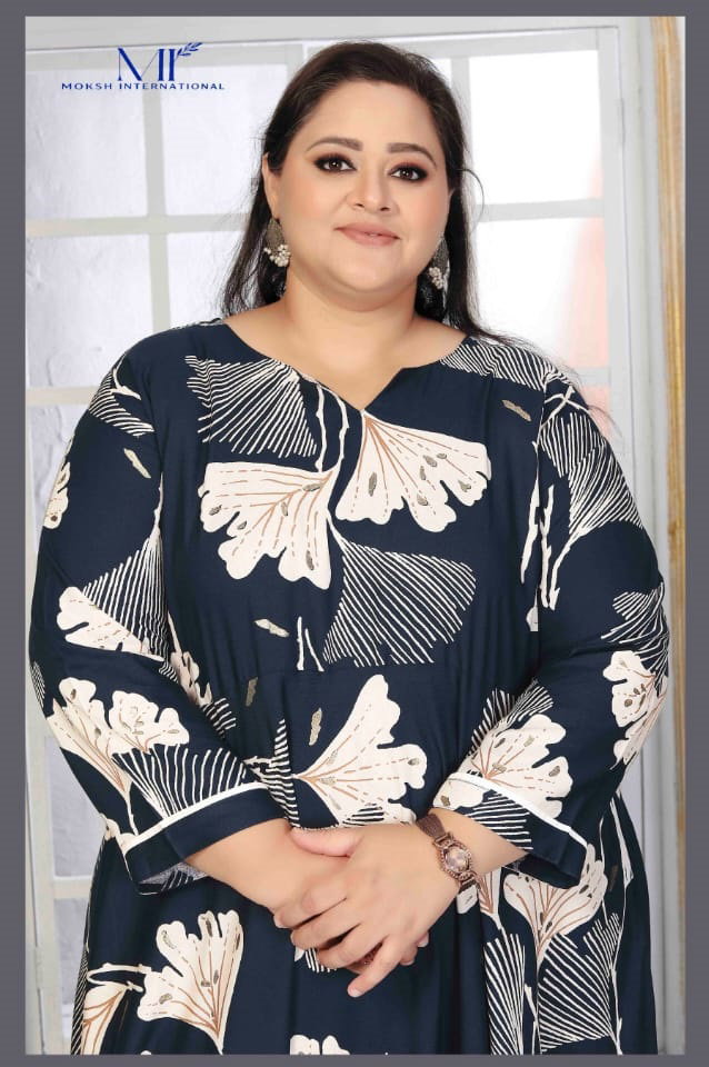 Moksh Plus Size Color D No 8659 Premium Riyon Export Quality Long  Kurti