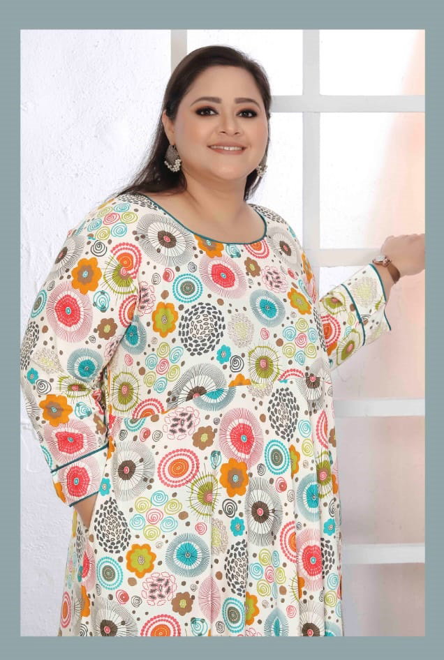 Moksh Plus Size Color D No 8660 Premium Riyon Export Quality Long  Kurti