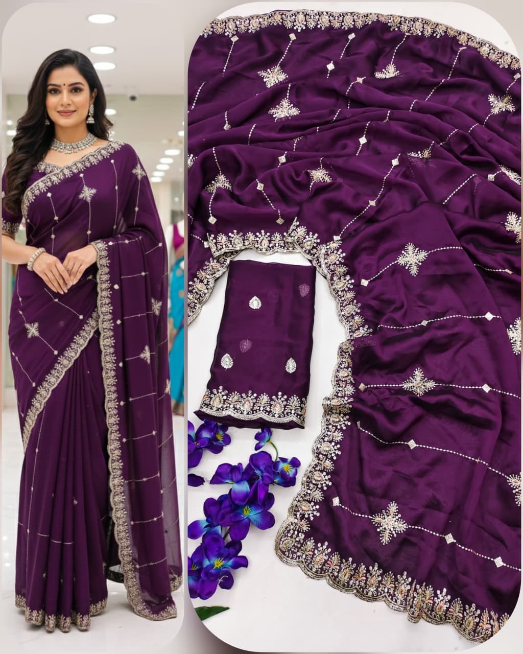 VLC 343 Rangoli Silk Embroidery Sequins Work All Over Saree
