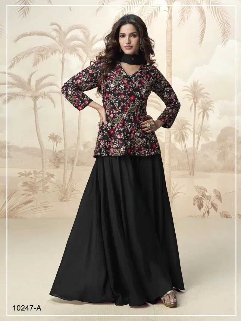 10247 Master Colors A To D Chinon Embroidered Indowestern Collection